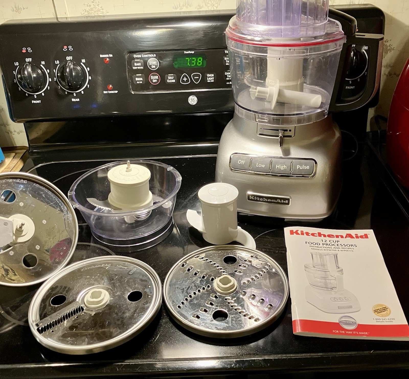 KitchenAid 13 Cup Silver Brushed Food Processor KFPW760 KFPM770 w/ attachments.