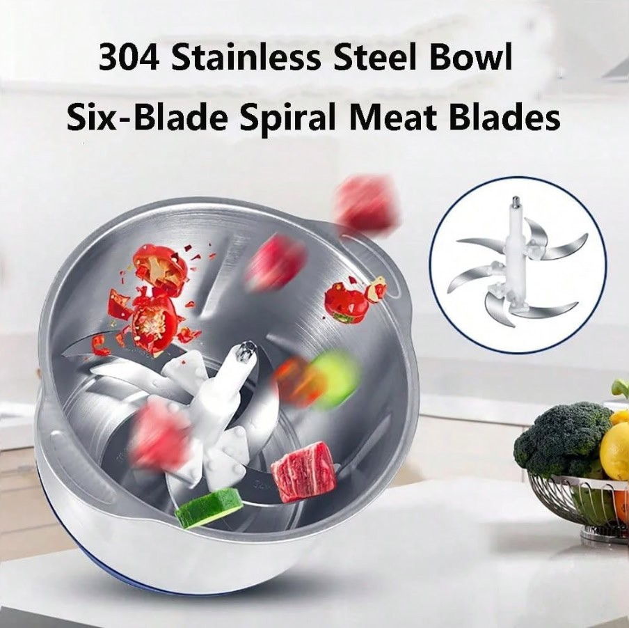 5L Electric Food Processor 500W 5 Speed Stainless Steel Meat Grinder Chopper