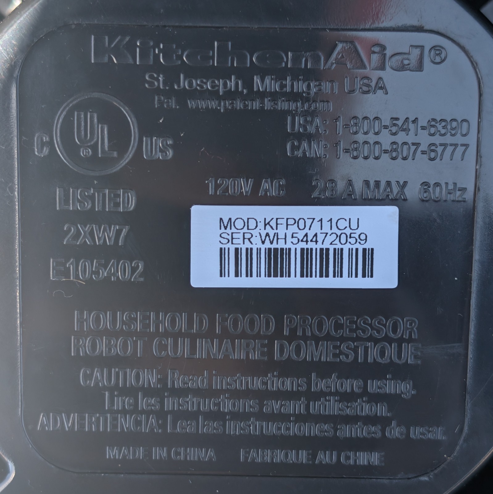 KitchenAid 7-Cup Food Processor KFP0711CU Replacement Work Bowl