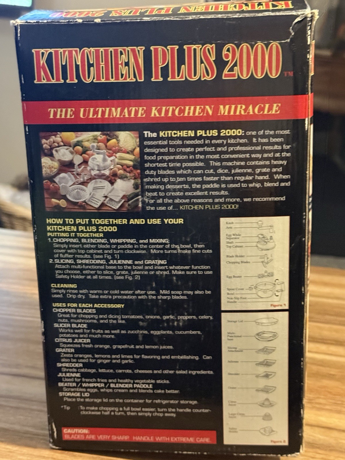 Kitchen Plus 2000 Manual Food Processor Chopper Slicer Open Box Unused Complete