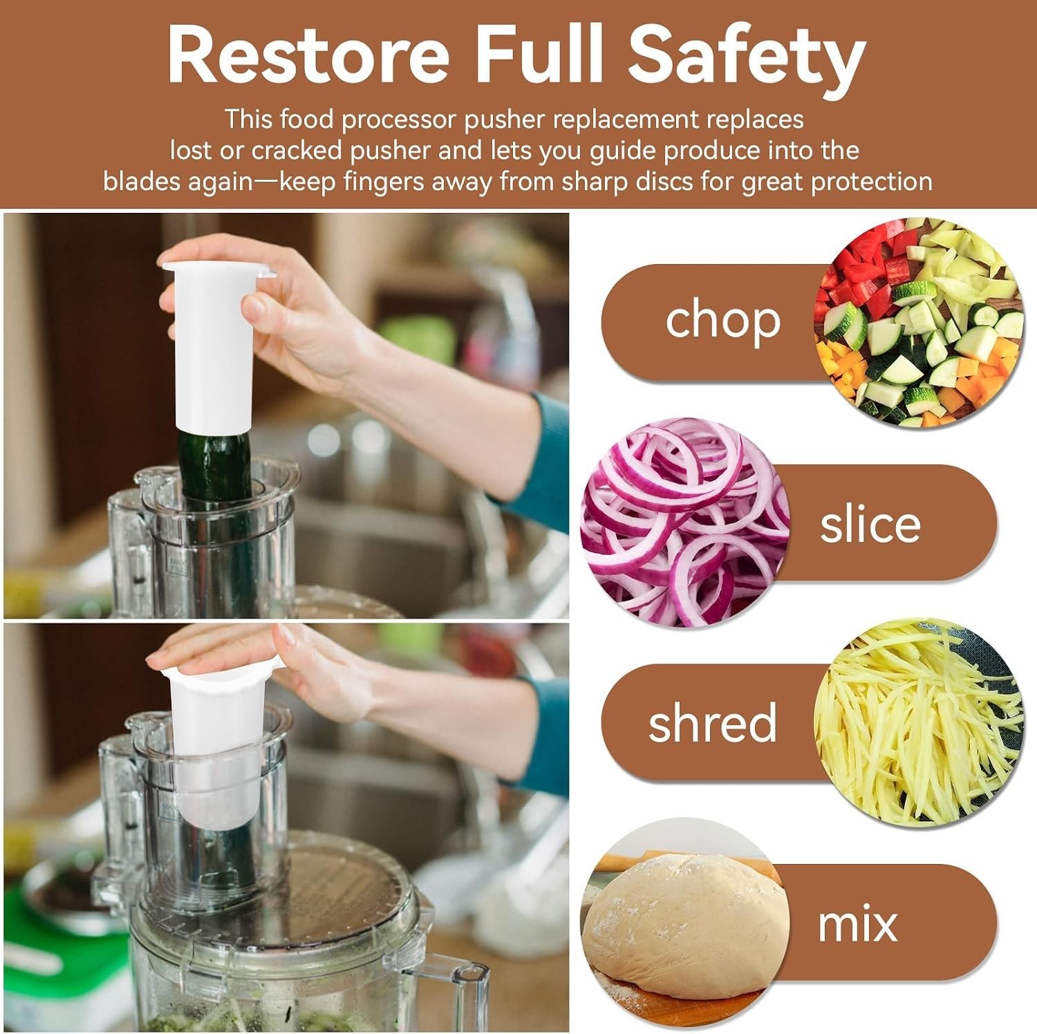 Replacement Small Pusher for Cuisinart Food Processors | Fits Multiple Models