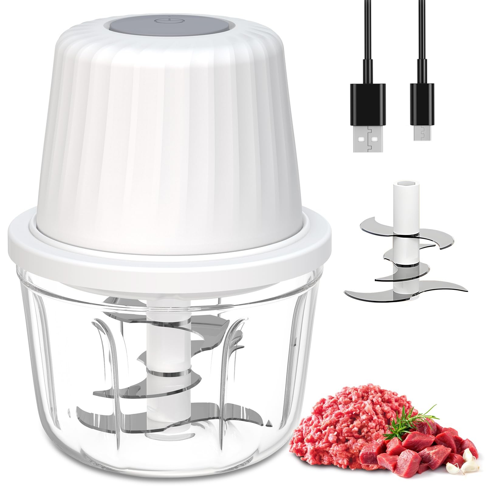 Mini Food Chopper Cordless, 400ml Small Food Processor 1.6Cup, Battery USB-C …