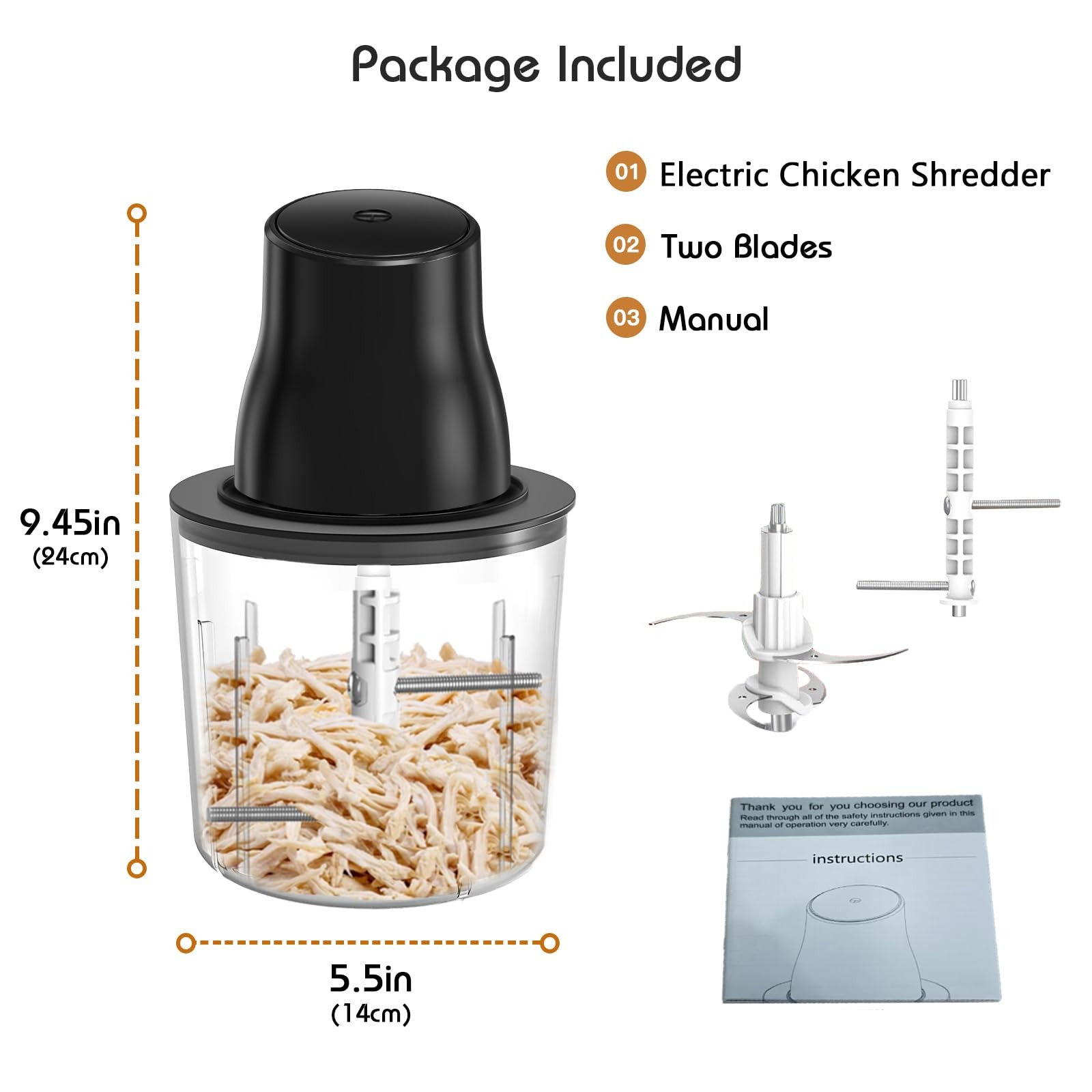 Electric Chicken Shredder, 2 in 1 Food Processor for Meat Grinder/Chicken Bre…