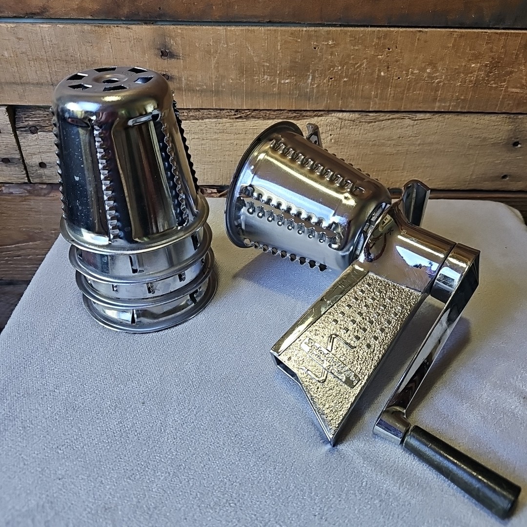 Vintage Saladmaster Hand Crank Food Processor w/ 5 Cones NO Stand 5SS Model