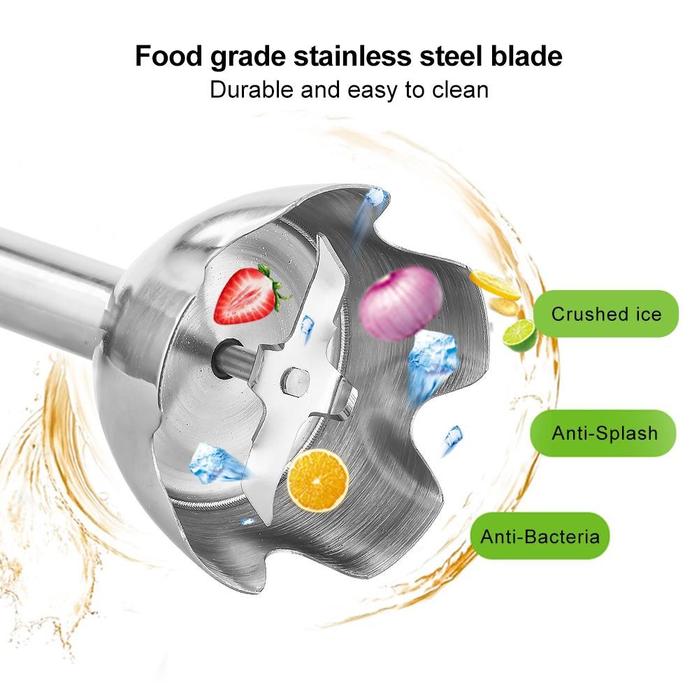 BioloMix 4 in 1 High Power 1200W Immersion Hand Stick Blender Mixer Includes Cho
