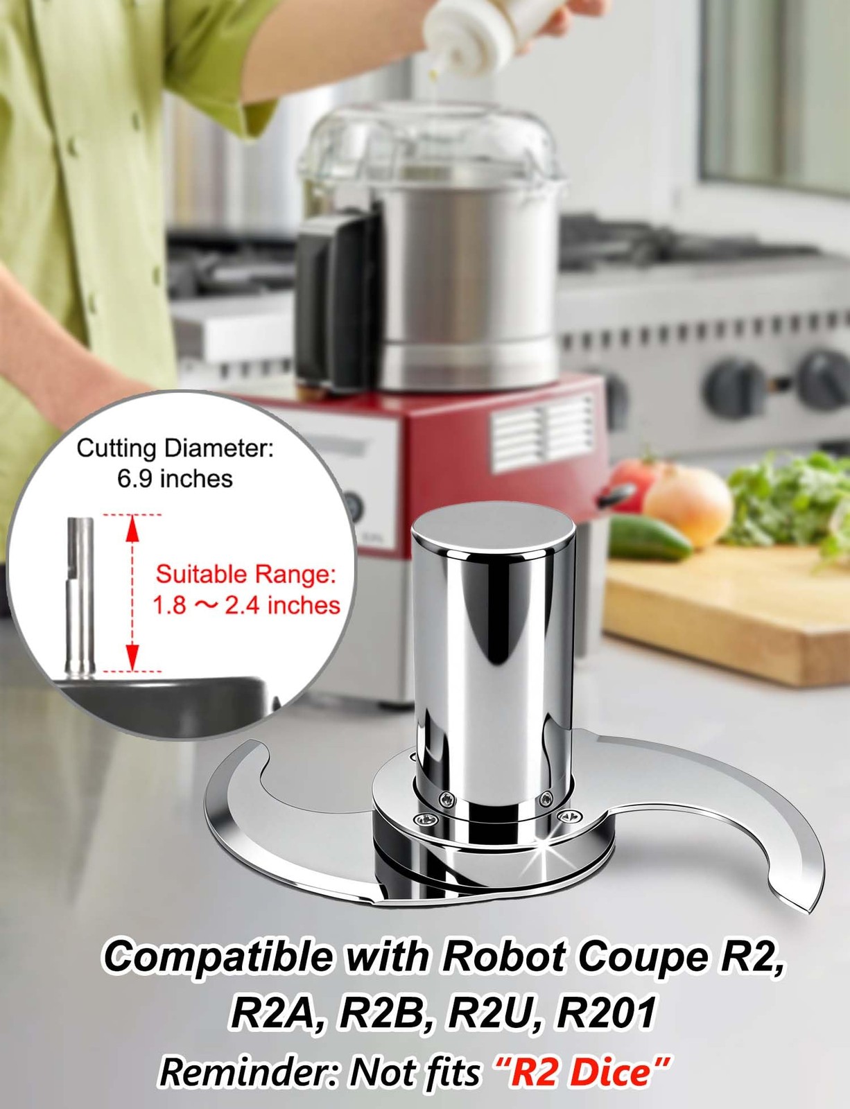 27055 S Blade for Robot Coupe Food Processor R2, R2N, R2B, R2U, R201, Stainless
