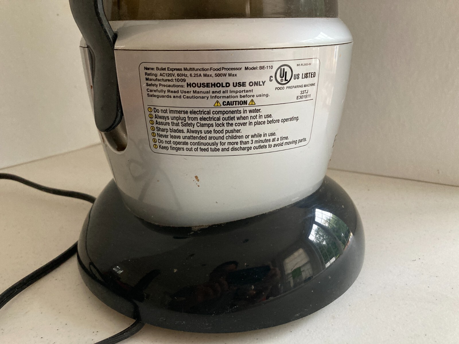 Bullet Express BE-110 Multifunction Food Processor – Missing Top Cap See photos