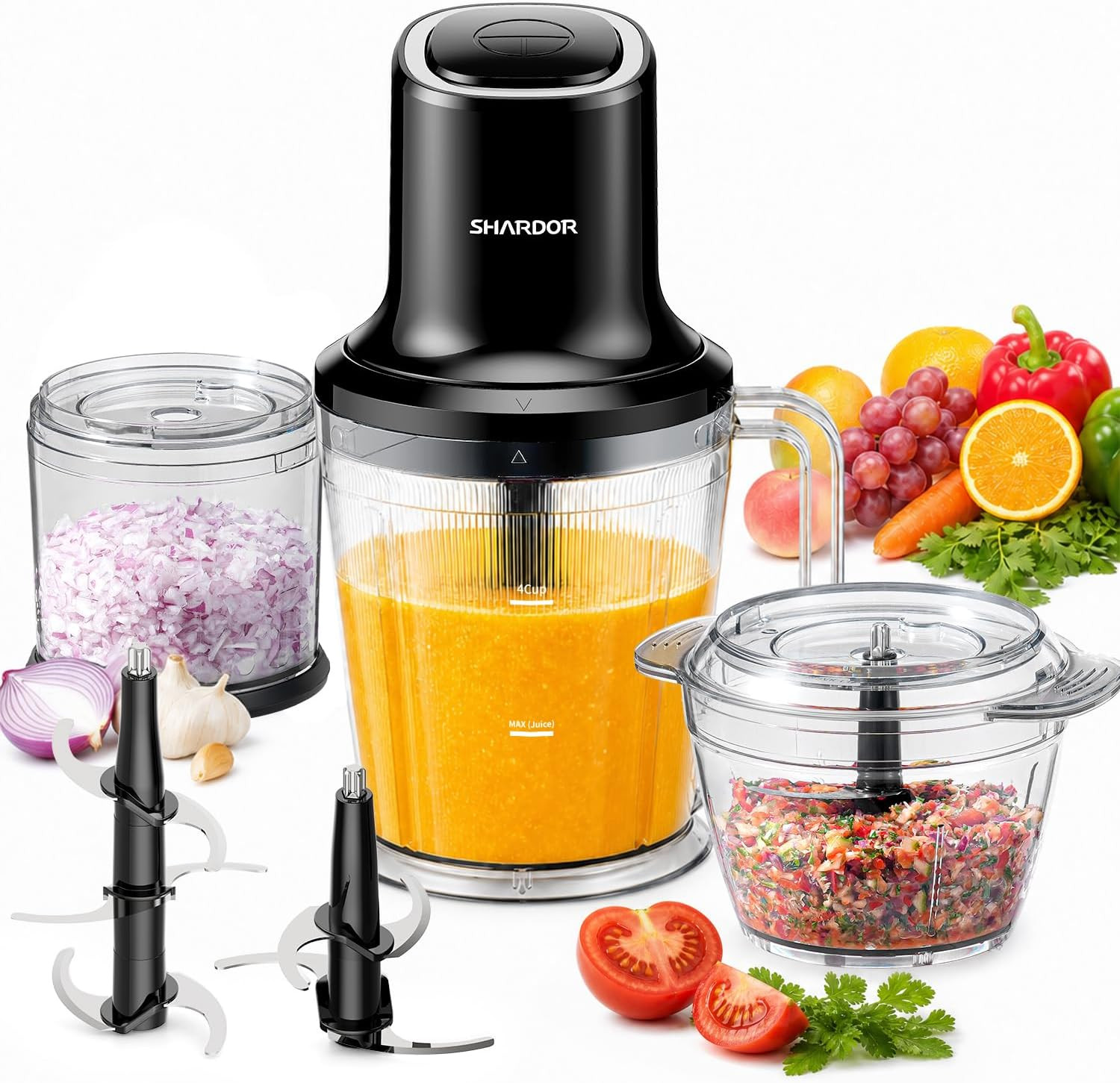 3-In-1 Small Food Processor/Blender, 400W Powerful Food Chopper with 6-Cup Jar,