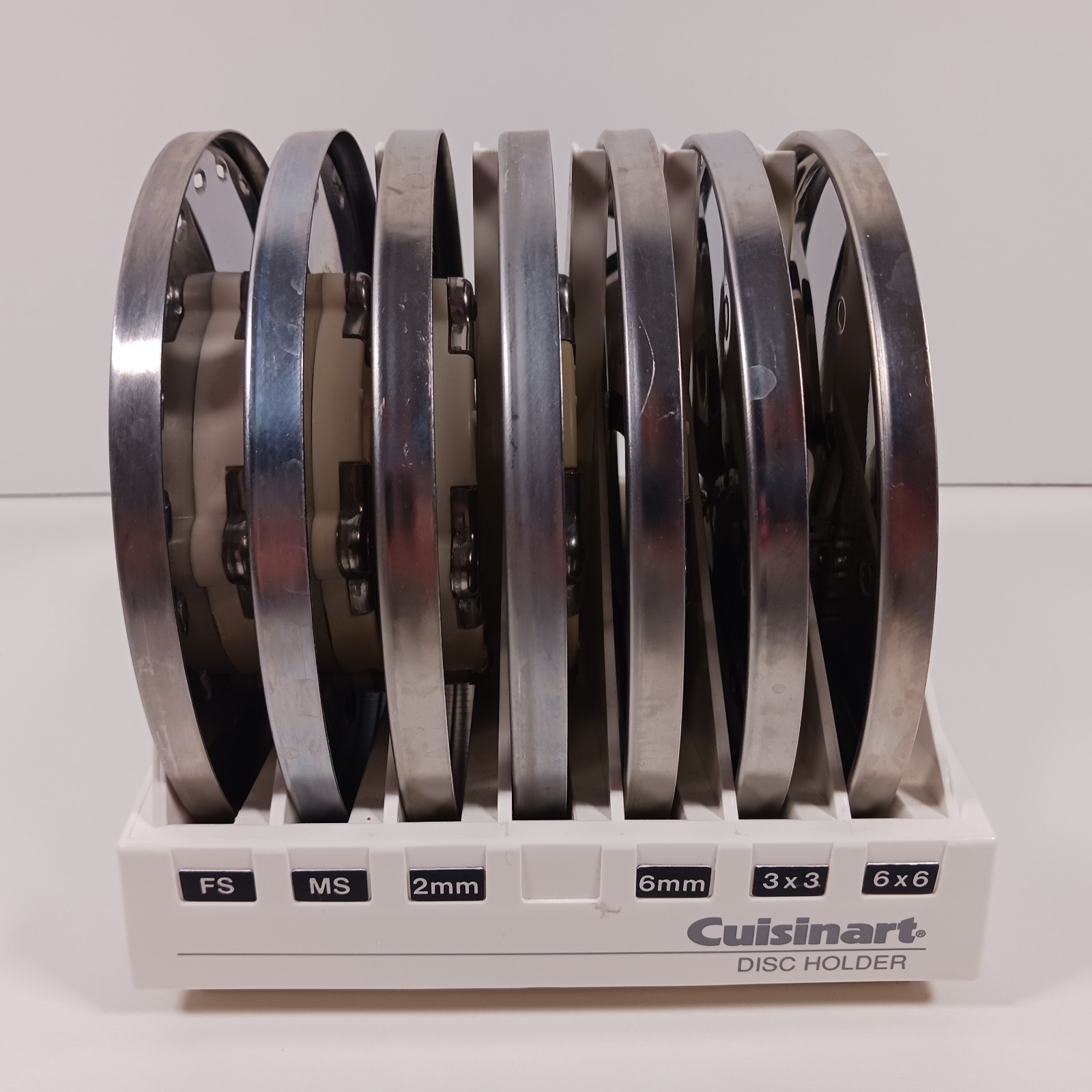 Cuisinart DLC-8 Food Processor Disc Blade Set of 7 Blades and Holder Stand