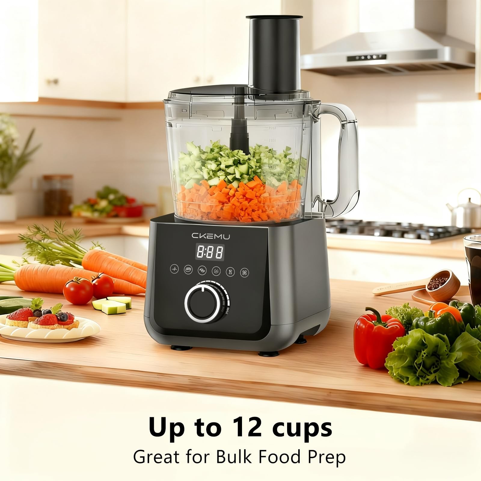 Smart Food Processor and Vegetable Chopper, 12 Cup Bowl, 6 Functions for Chop…