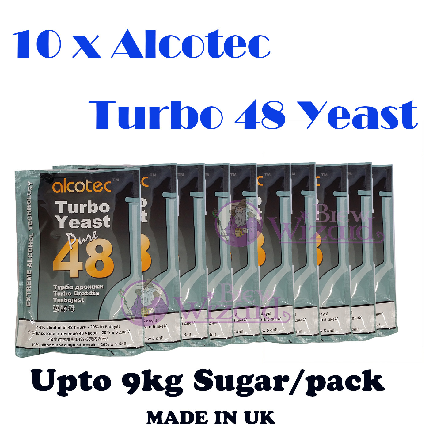 10 x Alcotec Turbo Yeast 48 Hours Free Postage
