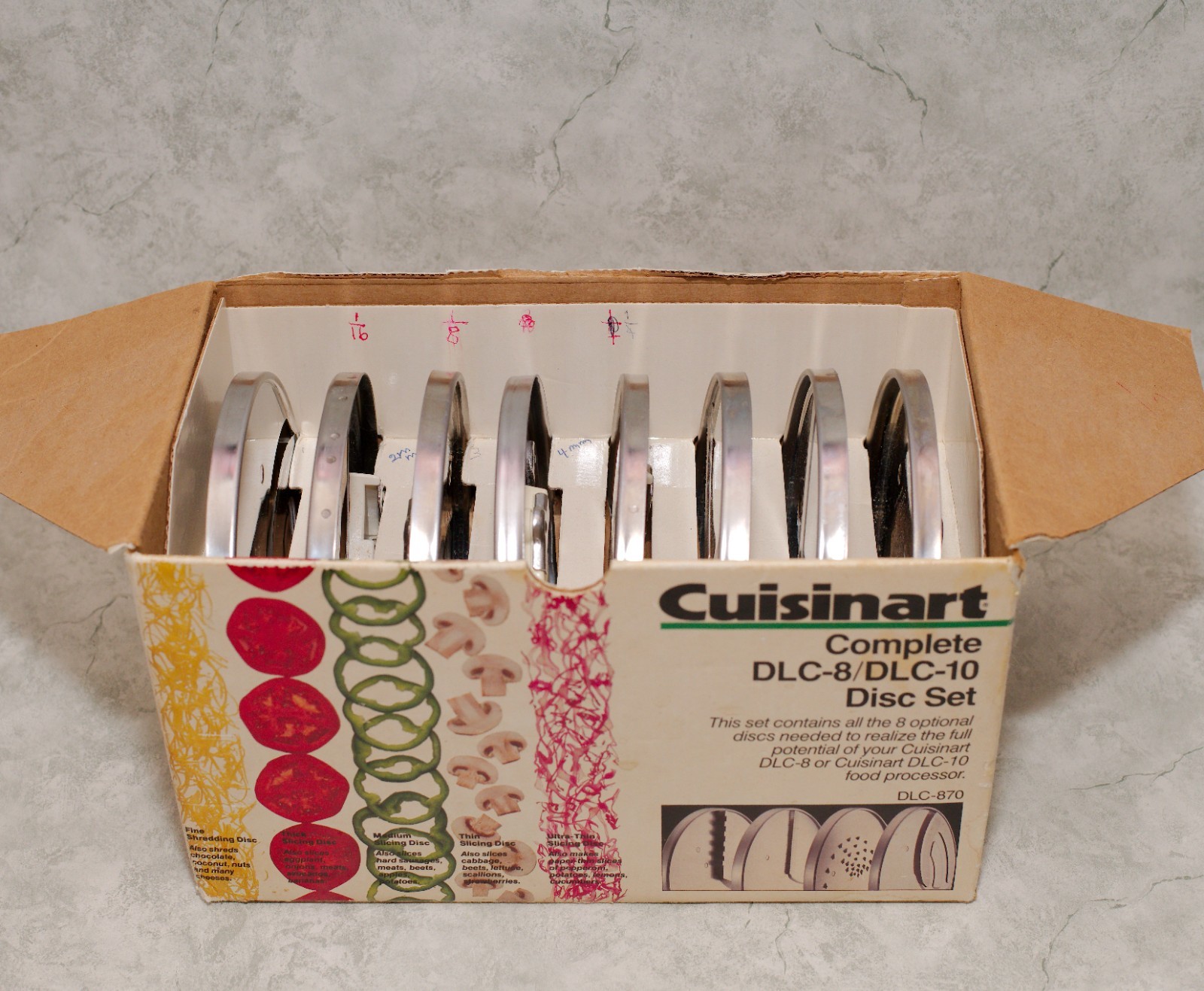 Vintage Cuisinart 8 Discs Set for Food Processor DLC-8 / DLC-10