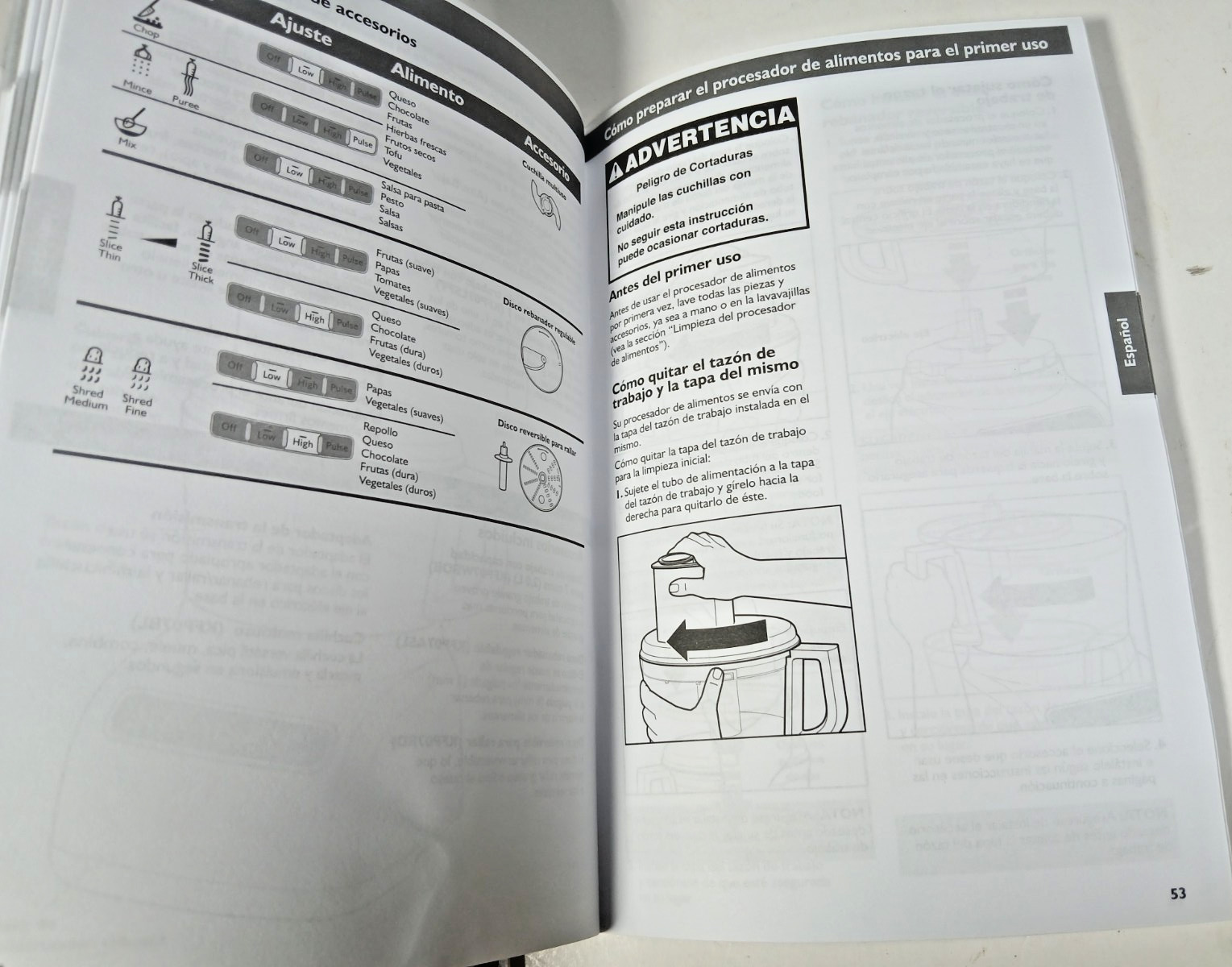 KitchenAid KFP0711 Food Processor Instruction Manual Booklet Spanish & English