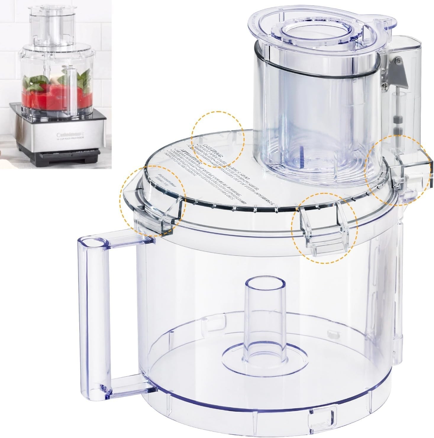 4 Locking Tabs Bowl DLC-005AGTXT1 Cover DFP-14NWBCT1 Food Processor 14-cup Work