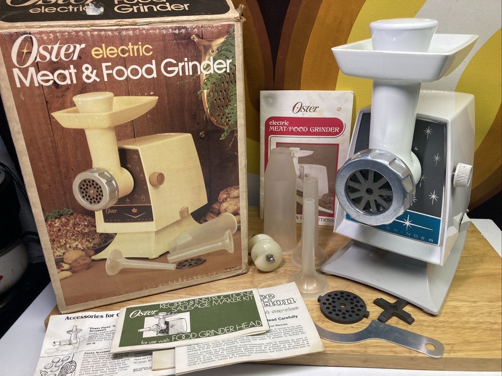 Oster Food & Meat Grinder MCM Starburst VTG 996-28 Complete Sausage Accessories