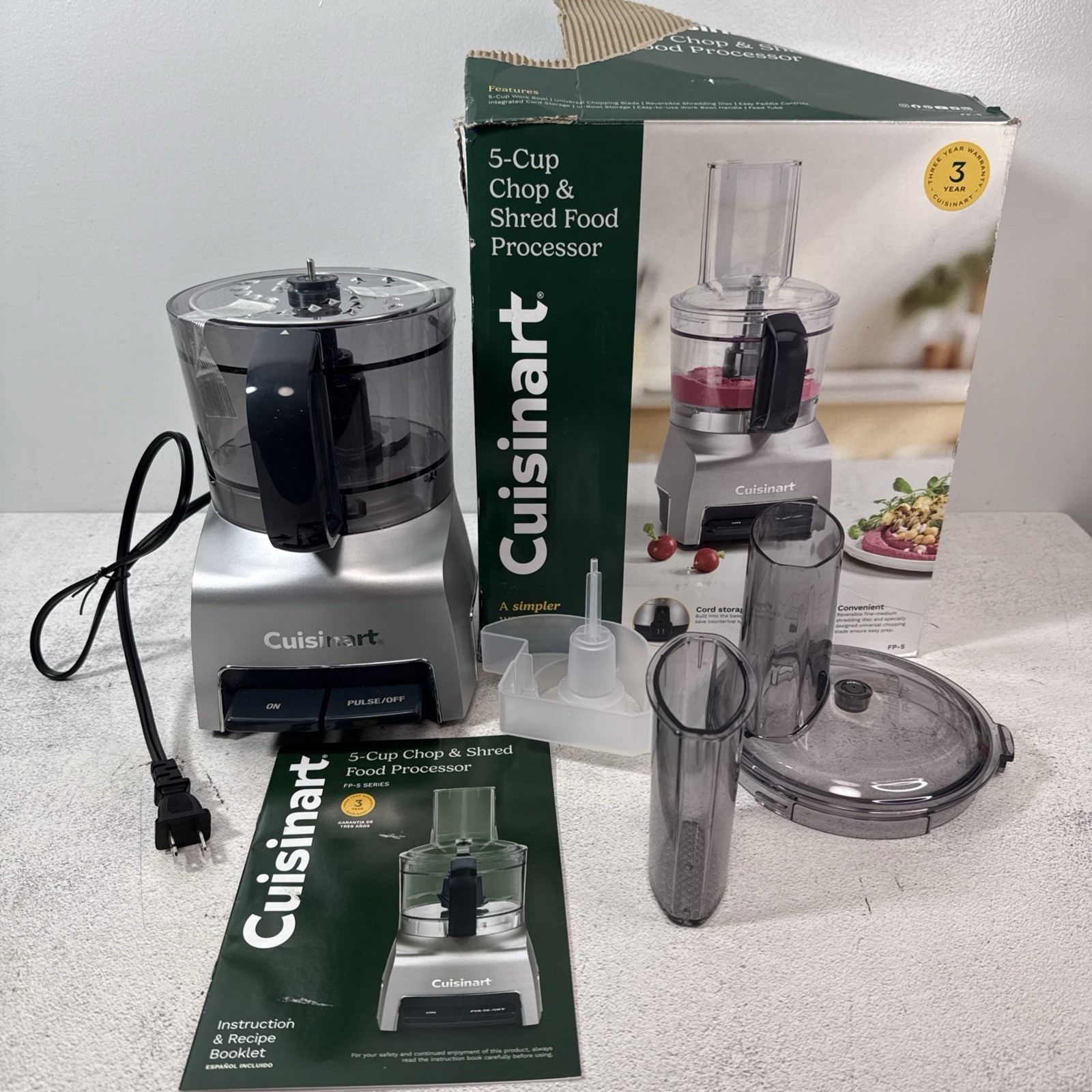 Cuisinart 5 Cup Chop & Shred Food Processor FP-5 Fine And Medium Shredding