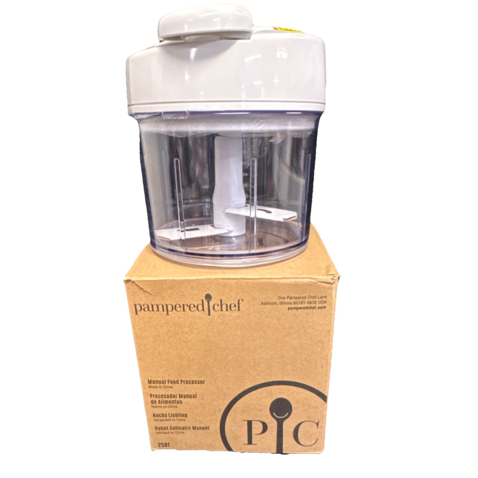 Pampered Chef 2581 Manual Mini Food Processor, White, 3 Cup, Dishwasher-Safe