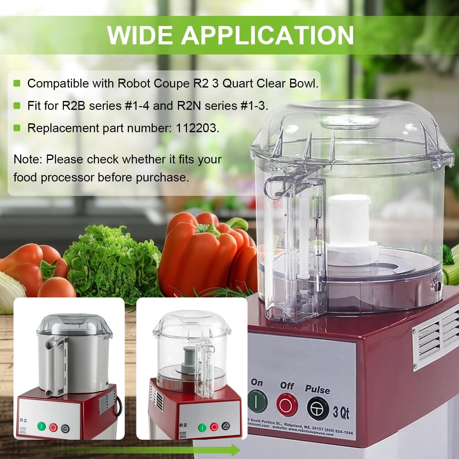 112203 Food Processor 3 Quart Clear Cutter Bowl for Robot Coupe R2 R2B R2N