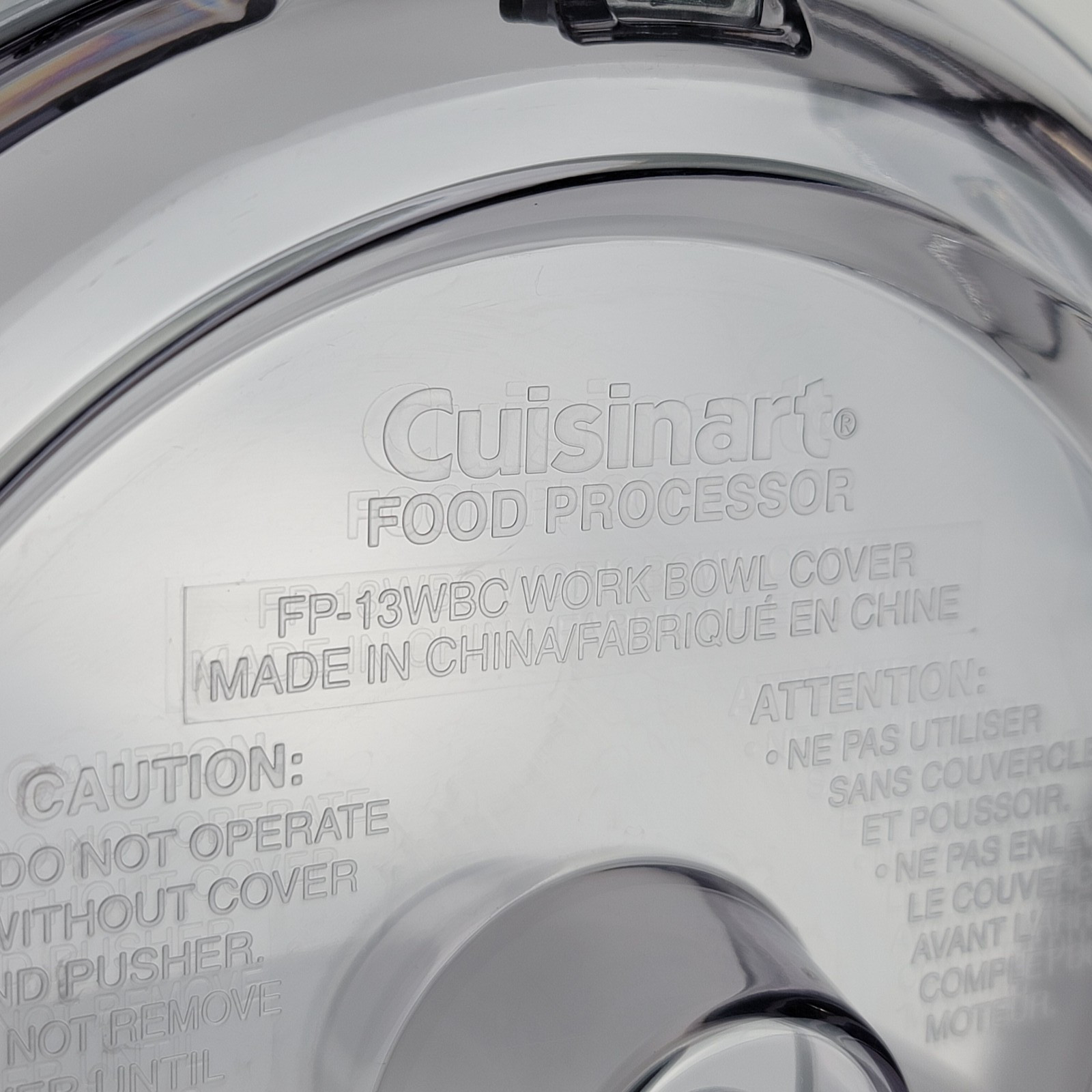 Cuisinart FP-13WBC Work Bowl Lid Cover Large Feed Food Processor Replacement
