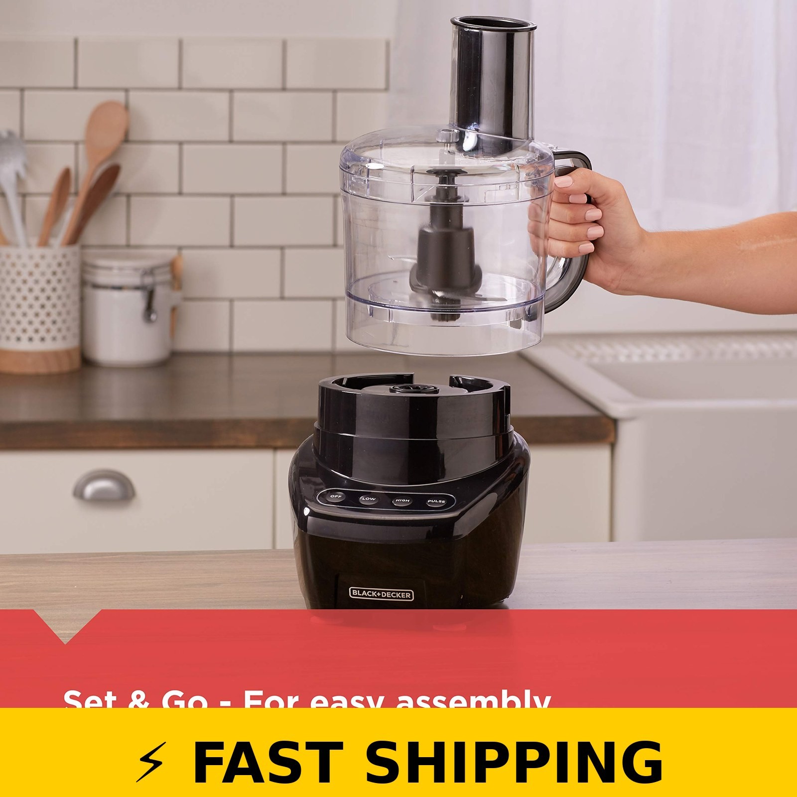 BLACK+DECKER 8-Cup Food Processor – Stainless Steel S-Blade, Touchpad Black