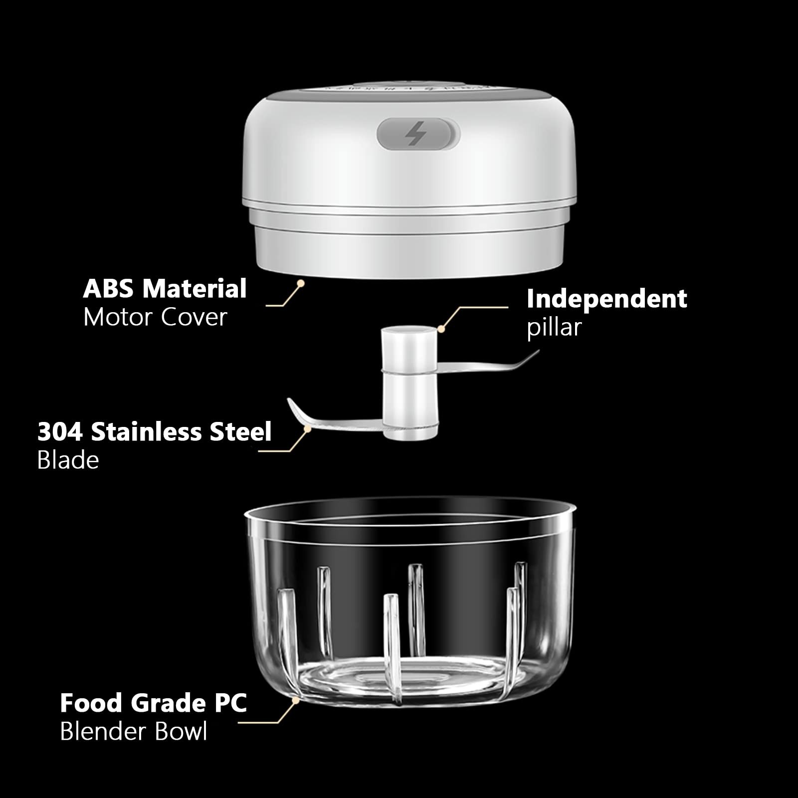 100ML Electric Mini Garlic Chopper USB Portable Small Food Processor Mincer