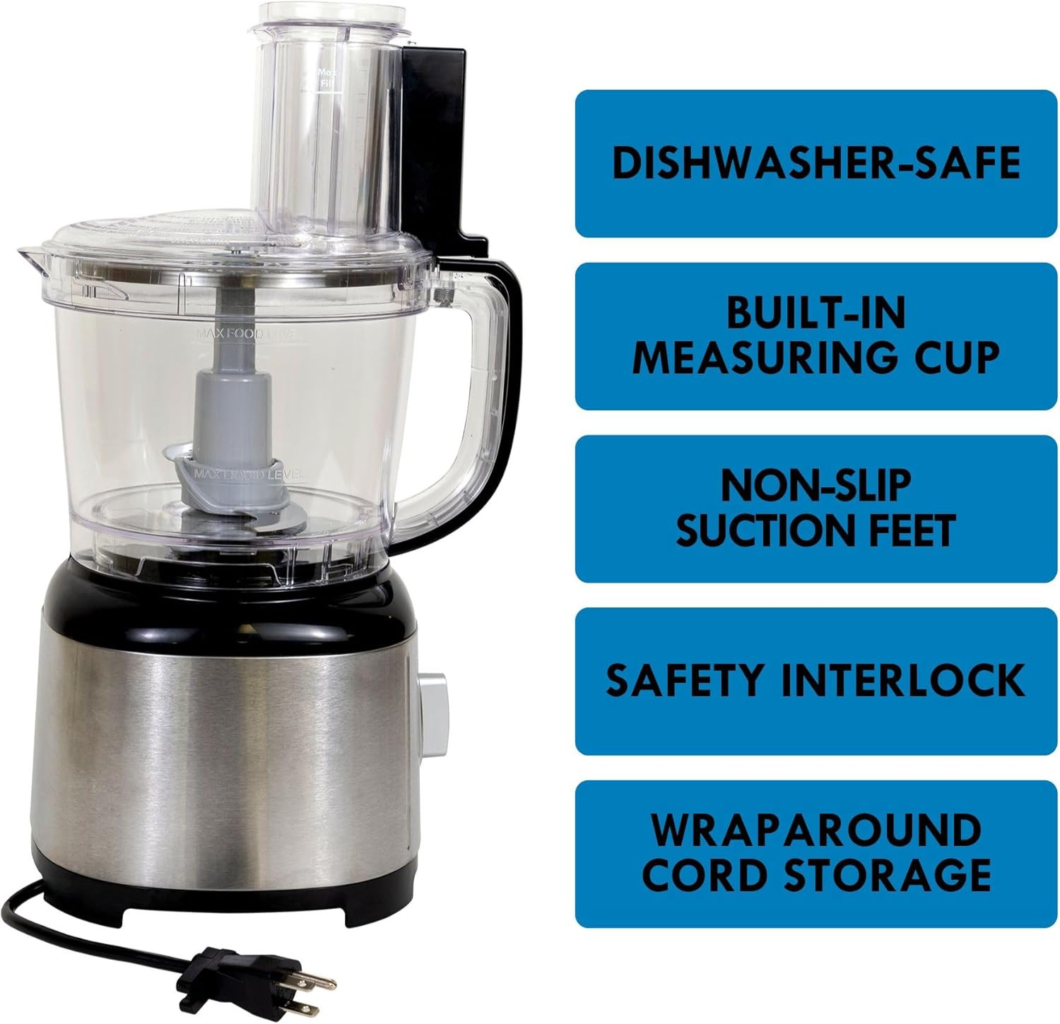Food Processor and Vegetable Chopper with Reversible Slicing/Shredding Disc, Cho