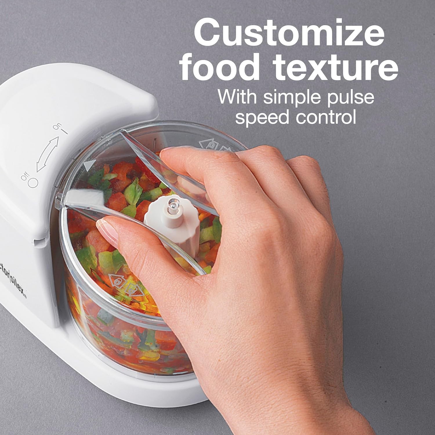 1.5-Cup Electric Vegetable Chopper Mini Food Processor Puree White