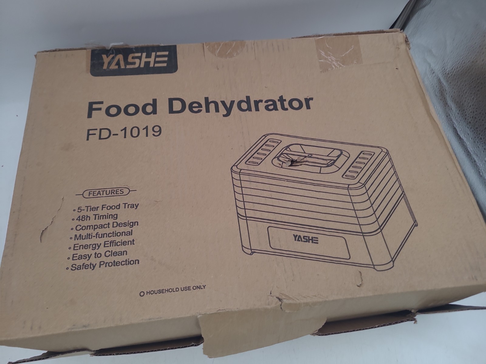 YASHE FD-1019 Food Dehydrator 5 Tray Electric Fruit Jerky Dryer Open Box
