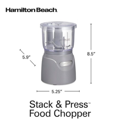 Hamilton Beach 3-Cup Stack & Press Food Chopper – Gray – 72740