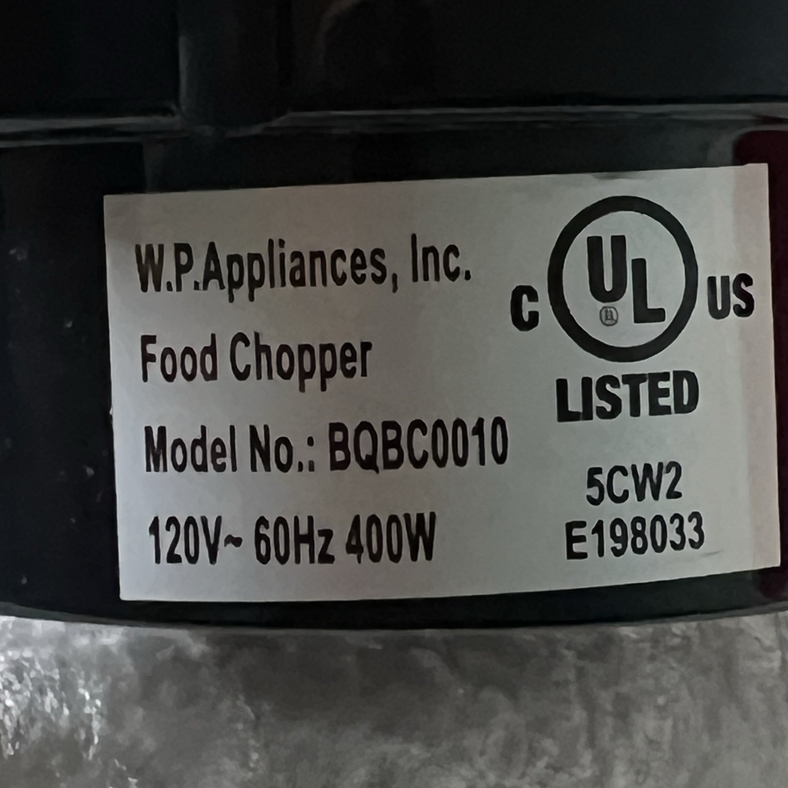 Wolfgang Puck Red Food Chopper Electric Processor 400W 6 Cups 48 Oz BQBCOO10