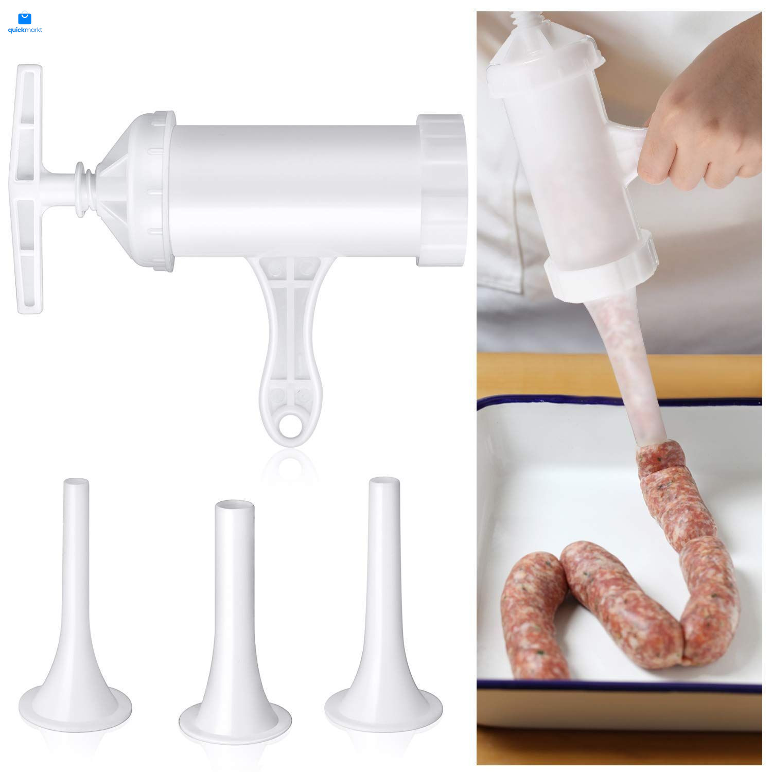Mudder Sausage Stuffer Manual Maker Plastic Meat Filler Funnel Tubes White