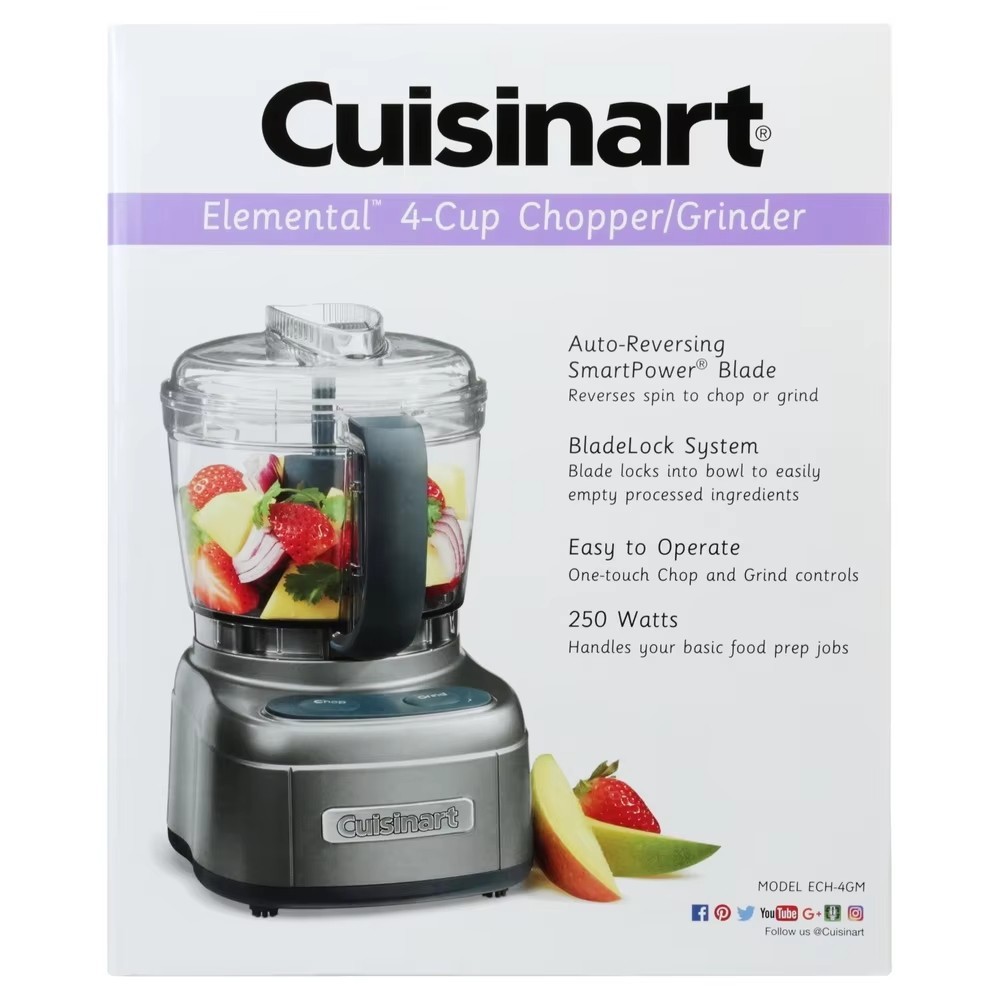 4-Cup Food Processor Chopper Grinder Dishwasher Safe Touchpad Controls US Stock