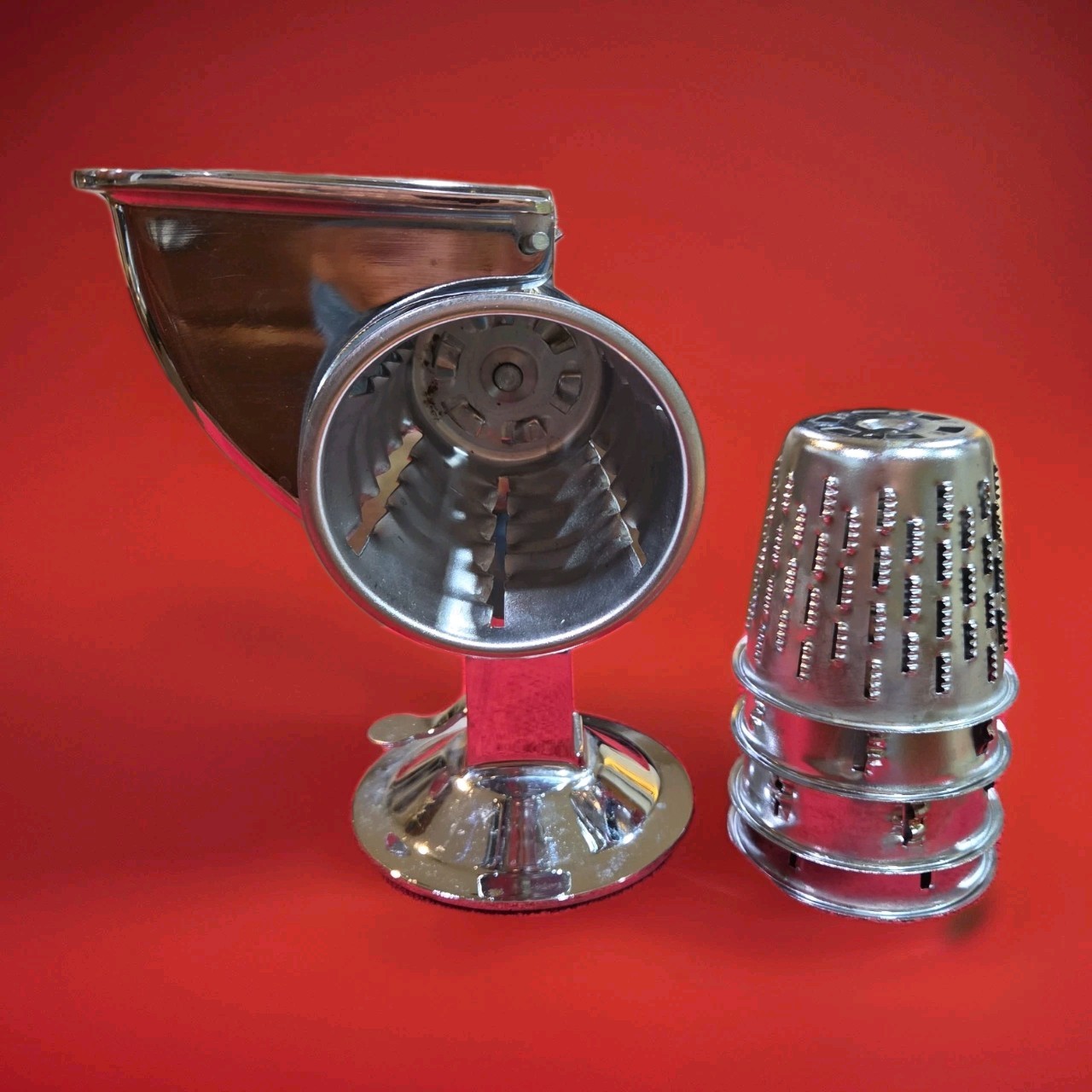 King Kutter Vtg 1950s 1960s Food Vegetable Cutter Complete Set w/ Cones & Guard