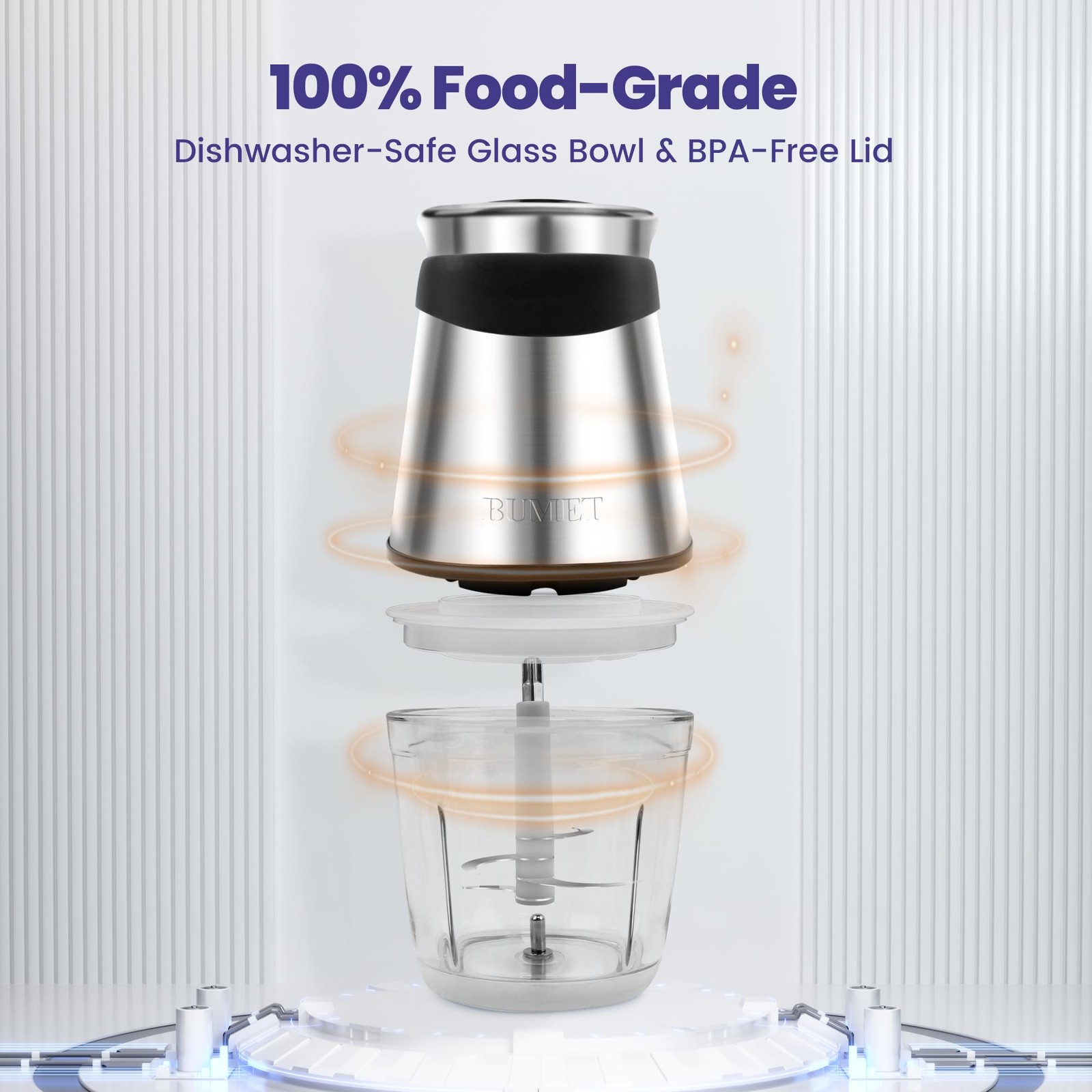 Electric Food Processor Vegetable Chopper 500W with 2.5 Cup Glass Bowl and St…