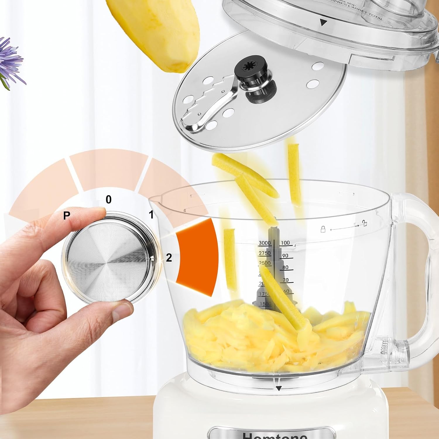 Large Food Processor Homtone 16 Cup Chopper Shredder Slicer