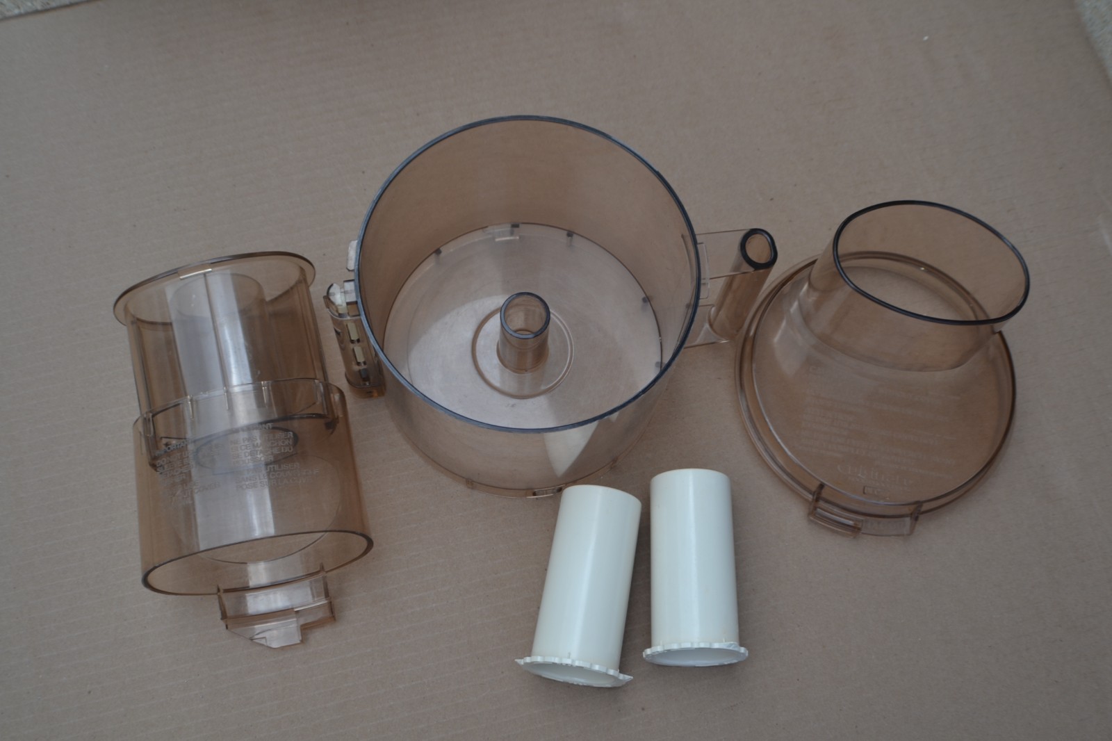 Cuisinart Food Processor DLC-7 Pro. Amber. Work Bowl, Lid, Pushers & Chute. USED