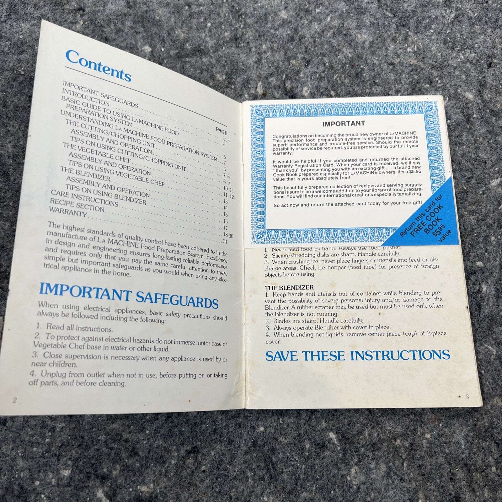 LA Machine Food Processor Model 390 & 354 Instructions and Operating Manual