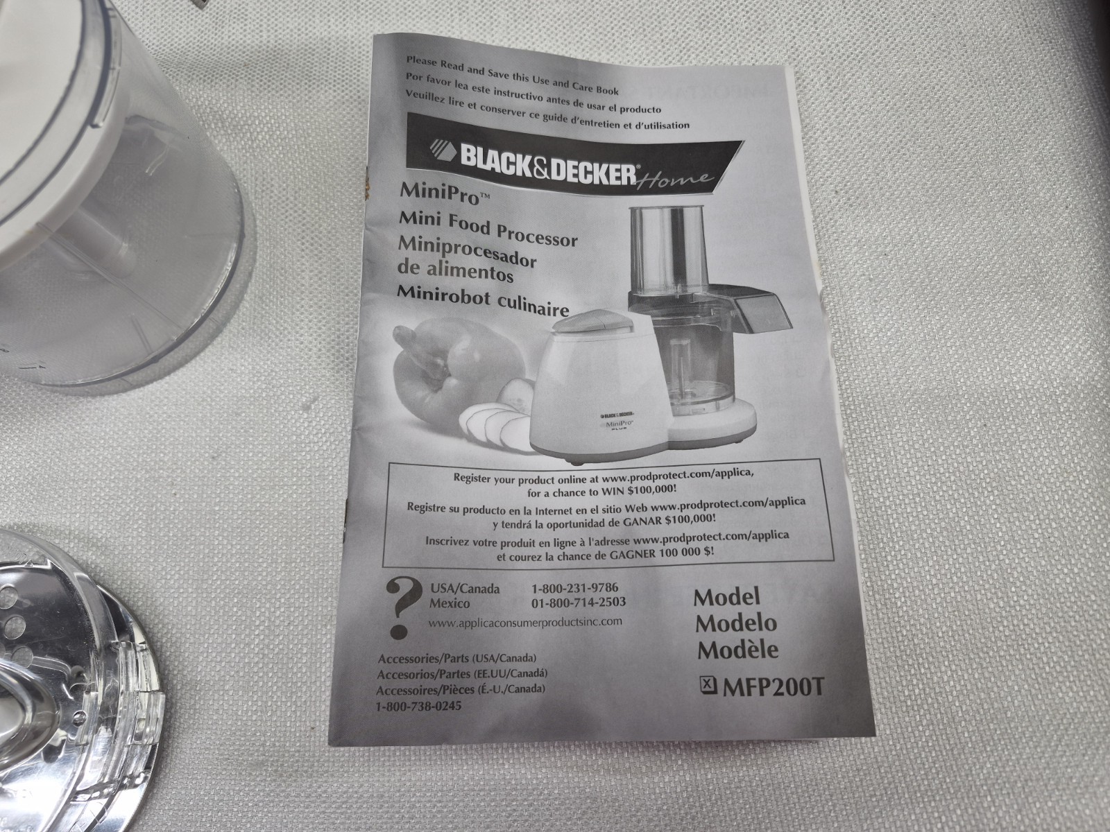 Black + Decker Mini Pro+ Food Processor MFP 200T PARTS ONLY!! NO MOTOR!! LOOK!