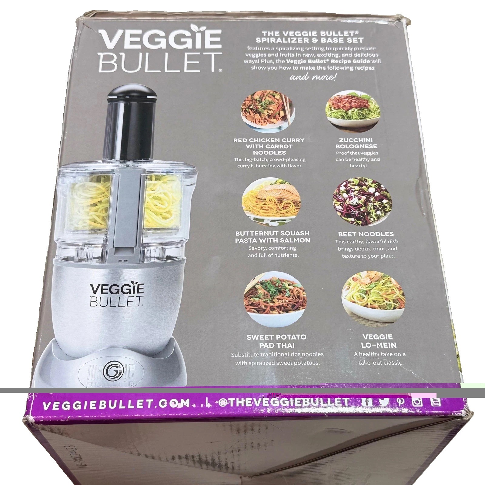 Veggie Bullet Electric Spiralizer 8pc Set +3 Extra Blades Silver Stainless Steel