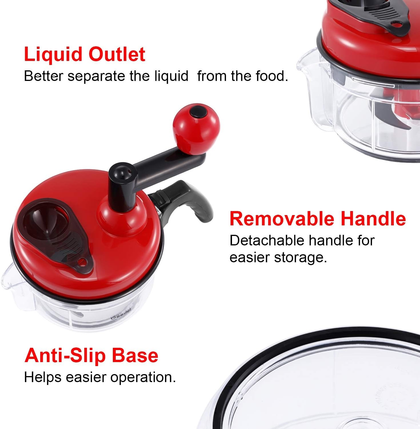 Manual Food Chopper, Vegetable Processor, Easy to Clean Rotary Chopper