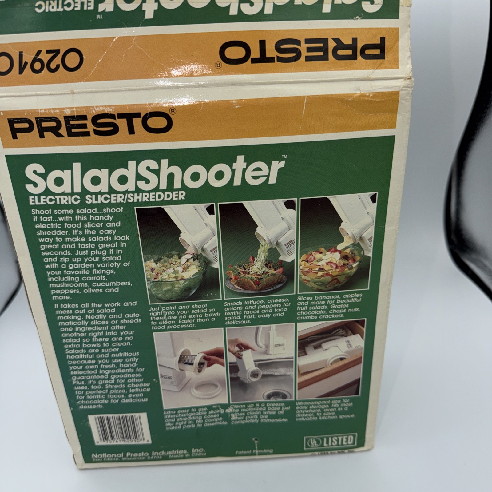 VINTAGE PRESTO SALAD-SHOOTER ELECTRIC SLICER SHREDDER MODEL 02910 CLEAN EUC