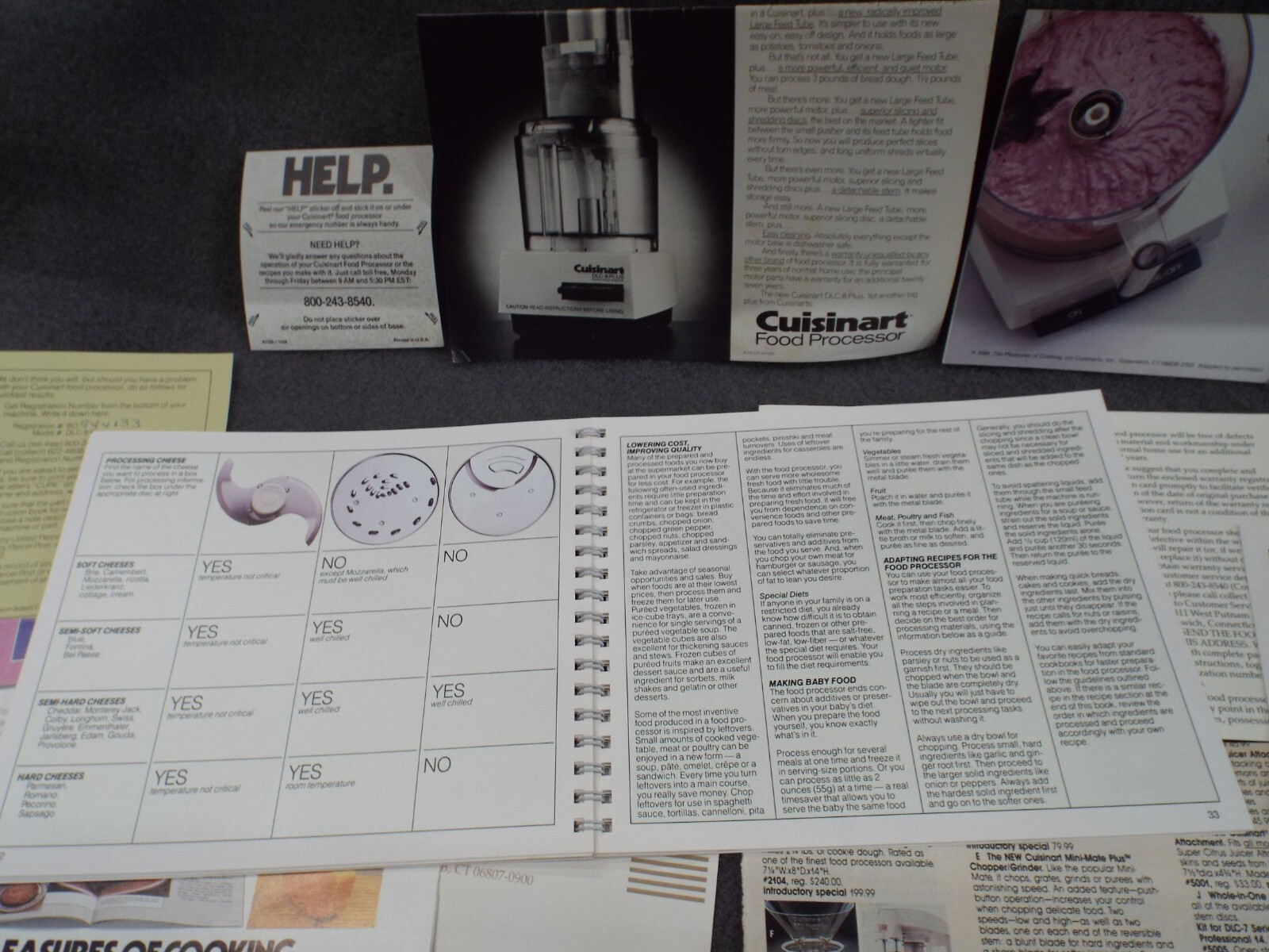 Cuisinart DLC-8 Food Processor Book Manual Instructions Blades Attachment Recipe