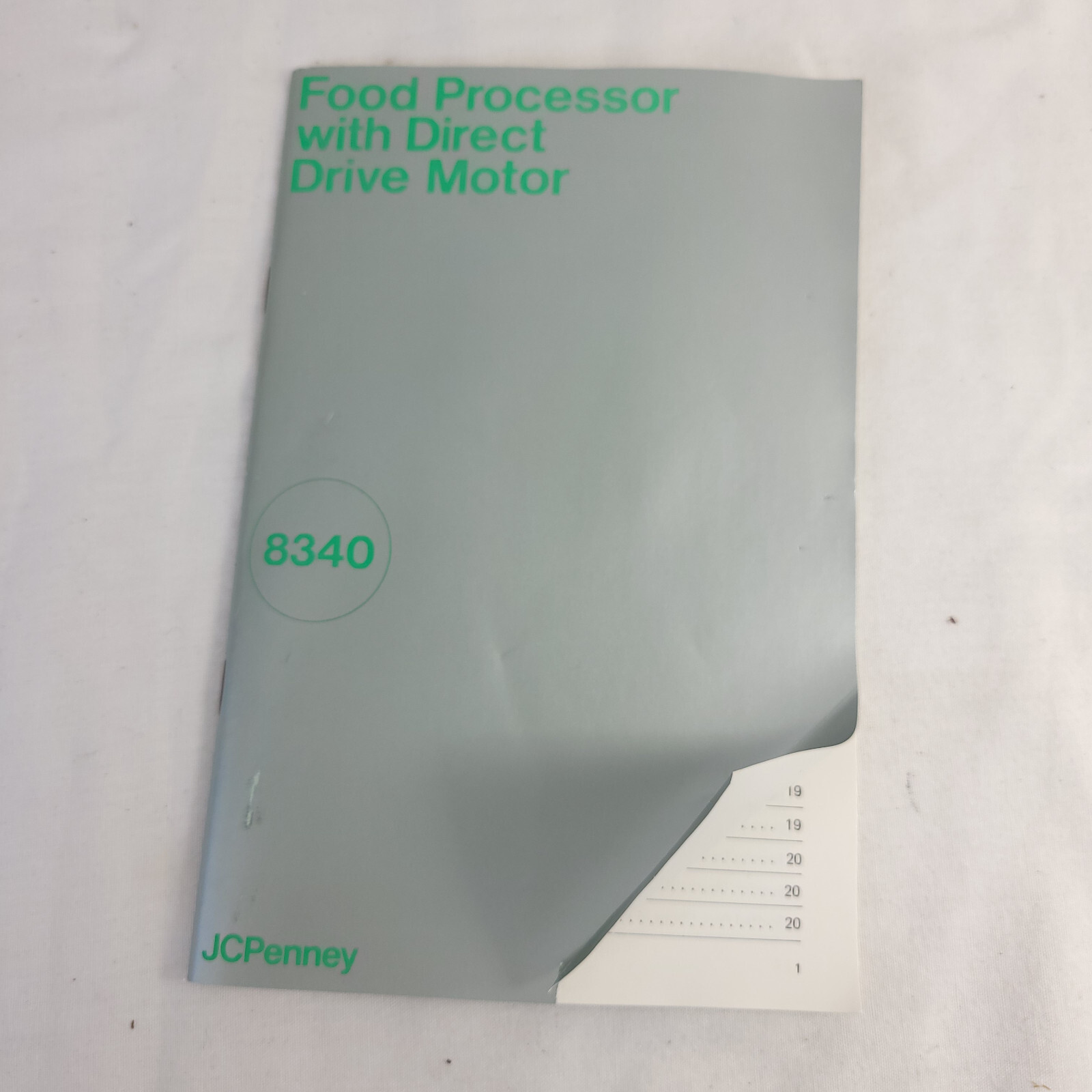 Vintage JC Penney 8340 Food Processor User Manual Owner’s Guide Book