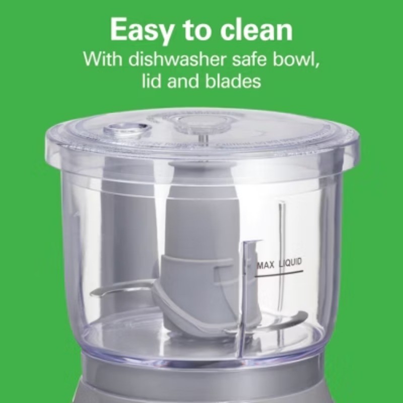 3-Cup Stack & Press Food Chopper Gray: Compact Veg Processor, DW Safe