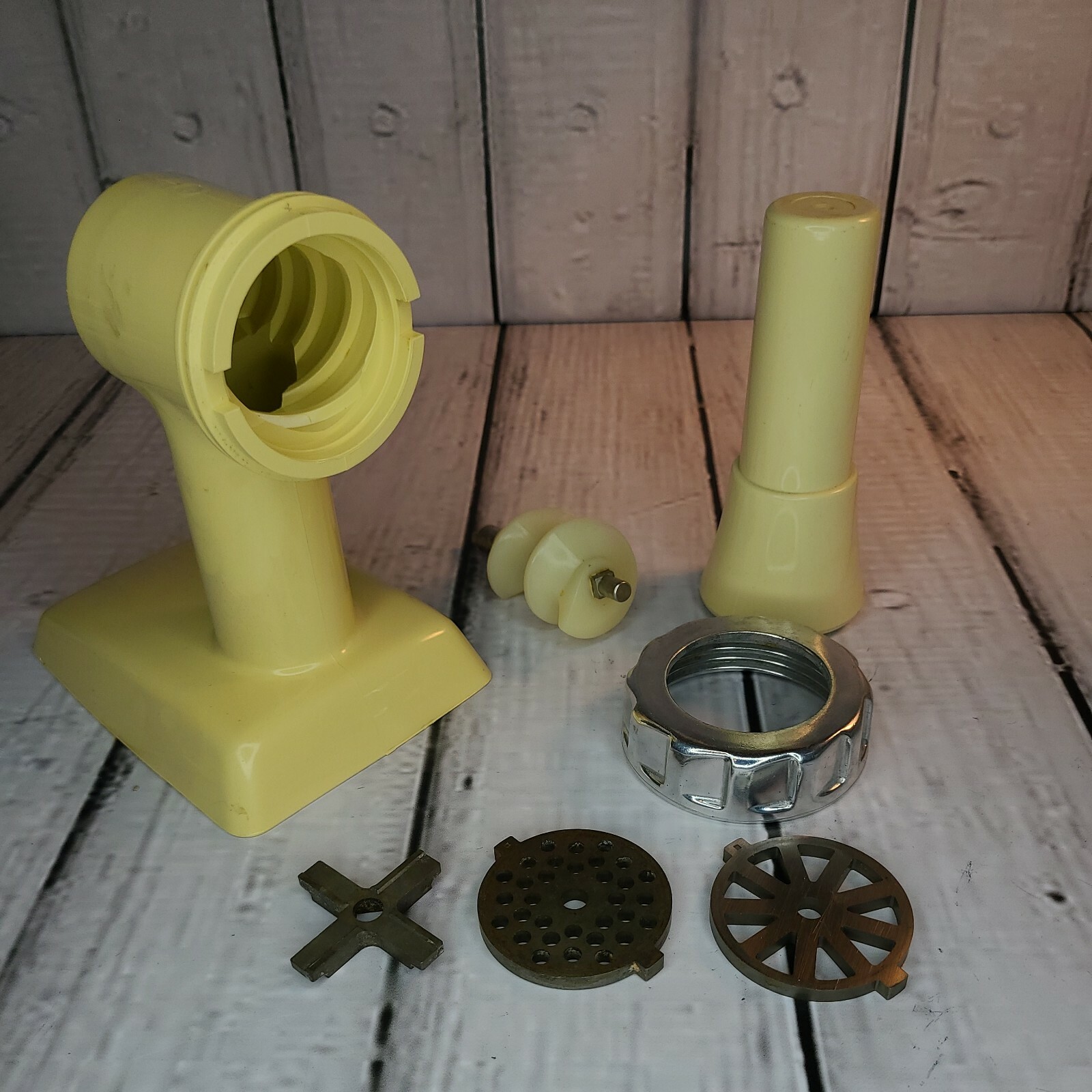 Vintage Oster Regency Kitchen Center Meat Grinder Head Set Harvest Gold