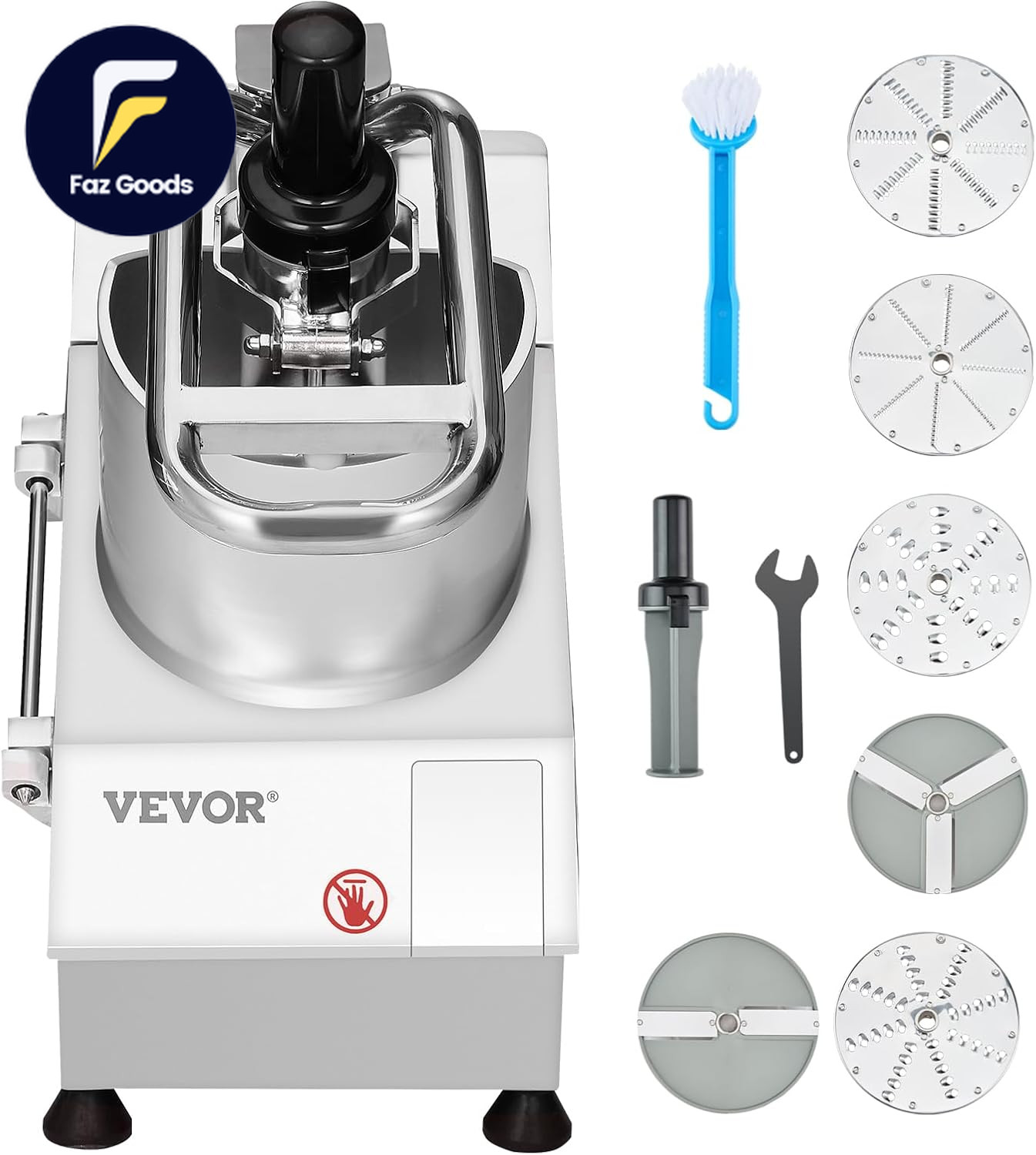 Food Processor & Vegetable Chopper 2 Feeding Holes Food-Grade Stainless Steel