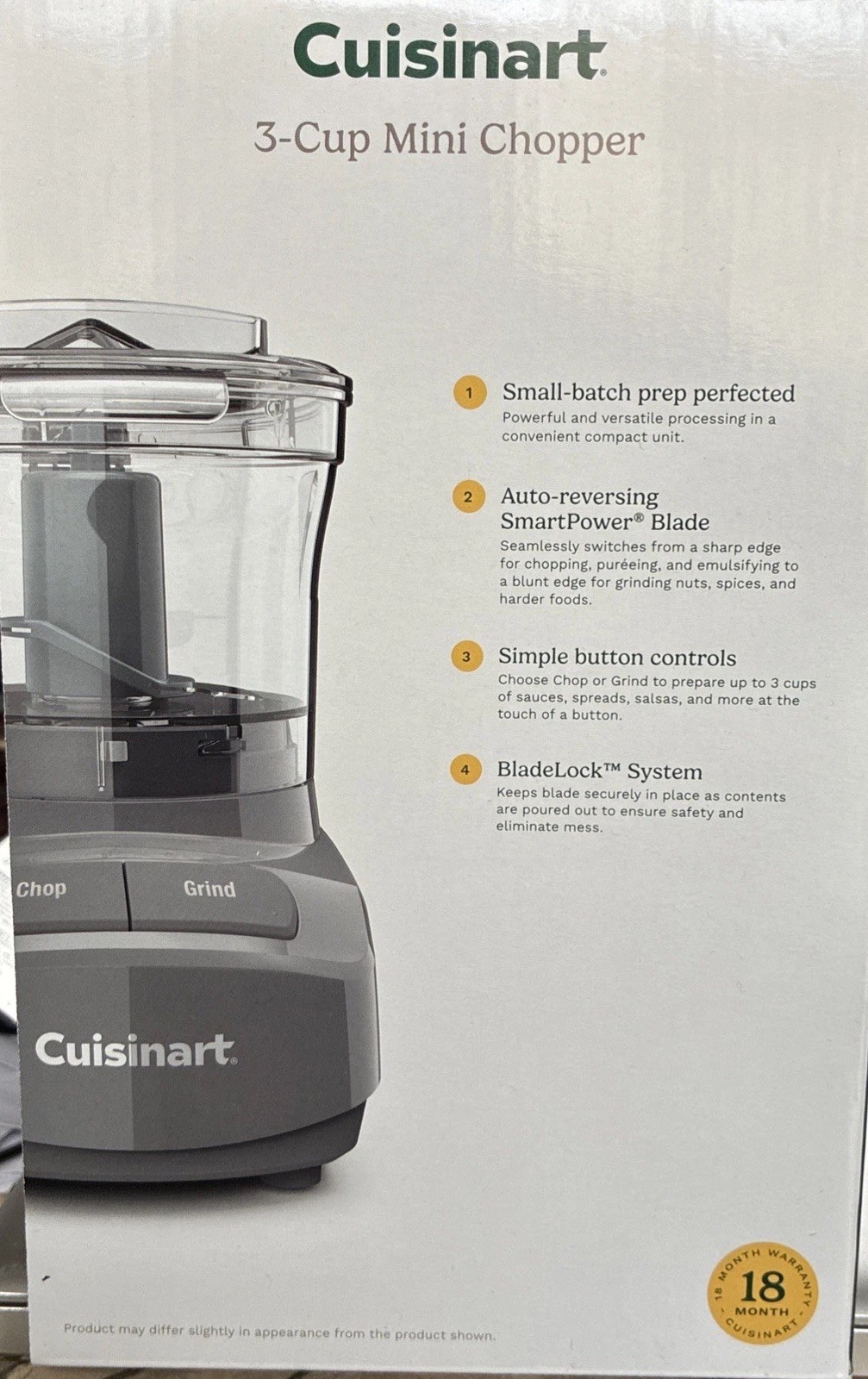 NEW Cuisinart 3-Cup Mini Chopper (Anchor Gray), CCH-3AG NIB