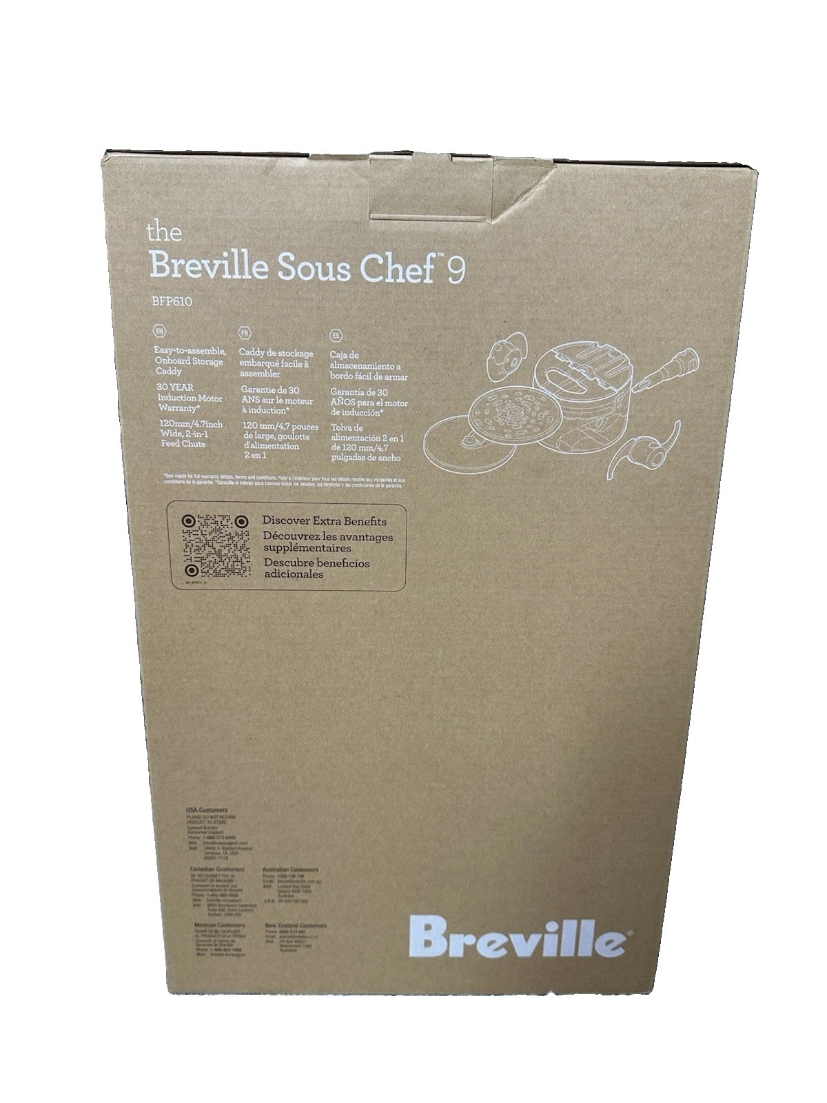 Breville BFP610 Sous Chef 9 Cup Food Processor Small Brushed Stainless Steel NEW