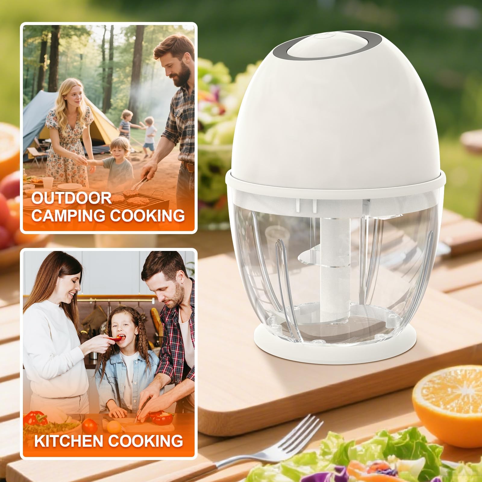 Portable Electric Garlic Chopper, 450ML Large Volume Cordless Mini Food Proce