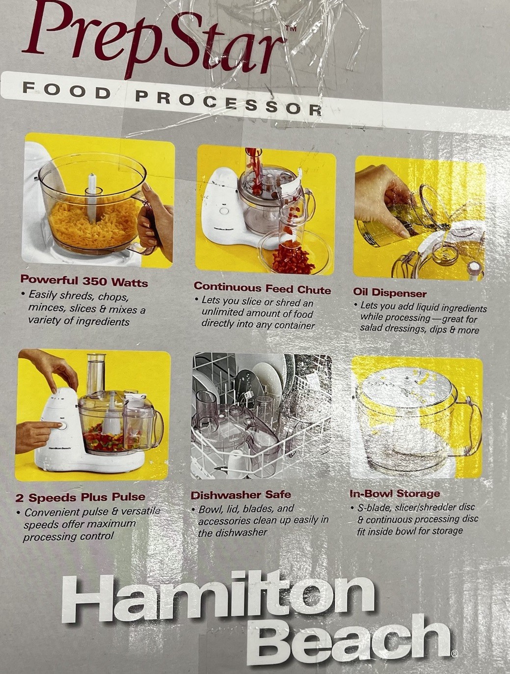 Hamilton Beach PrepStar Food Processor 70560R Bowl, Lid, pusher, Blade, Disc